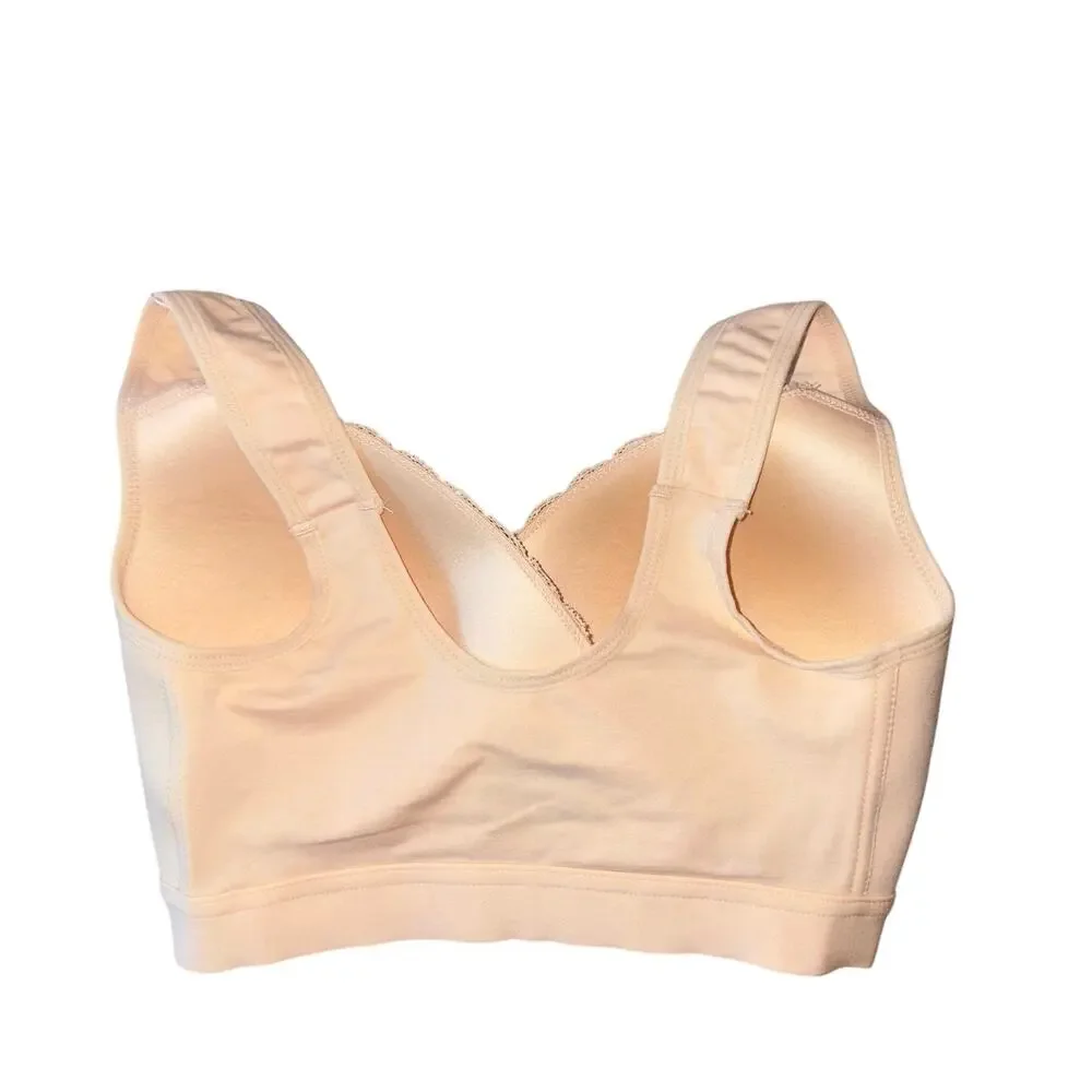 NWT Fiona Bra Comfort Front-Wrap Wireless Support Bra Floral Beige XS